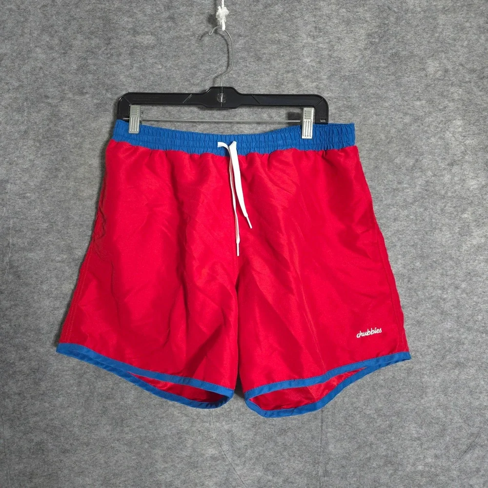 Chubbies Swim Trunks Mens XL Red Blue 5.5 Inseam Mesh Lined USA Board Shorts
